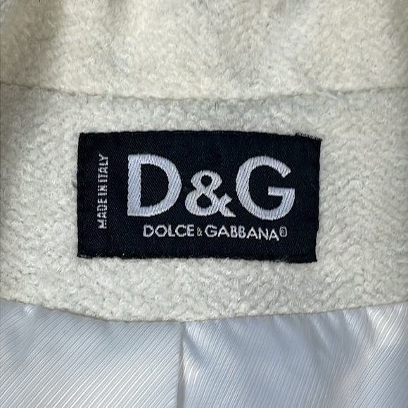D&G Dolce & Gabbana Cream Ivory Wool Blend Pea Coat Mid Length Sz S - Picture 9 of 12